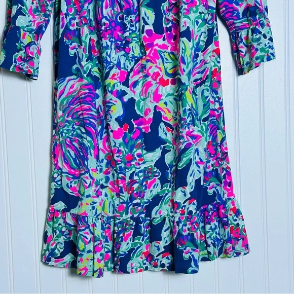 Lilly Pulitzer Jaci floral print ruffled hem off-the-shoulder dress XL (12-14) - Picture 3 of 7